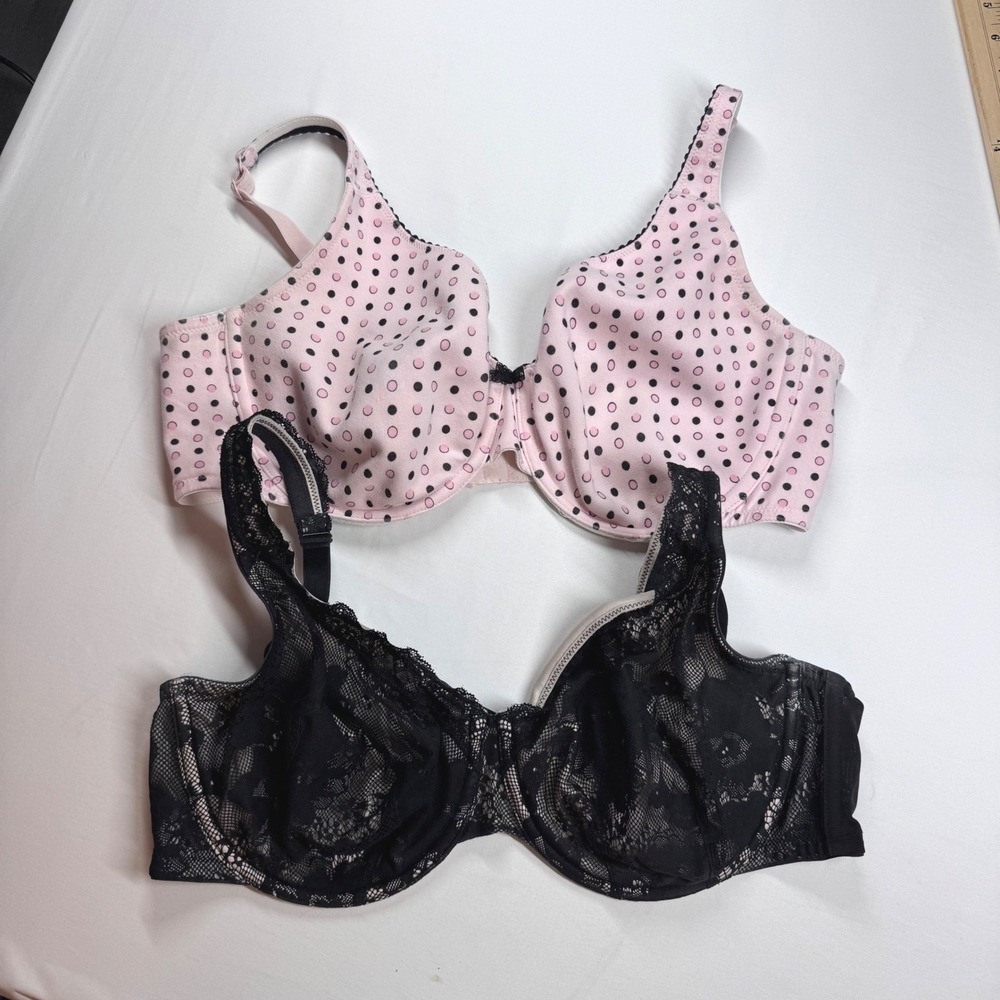 Set of 2 Cacique Underwire Bra 42D Full Coverage Unlined Unpadded Retro Lingerie